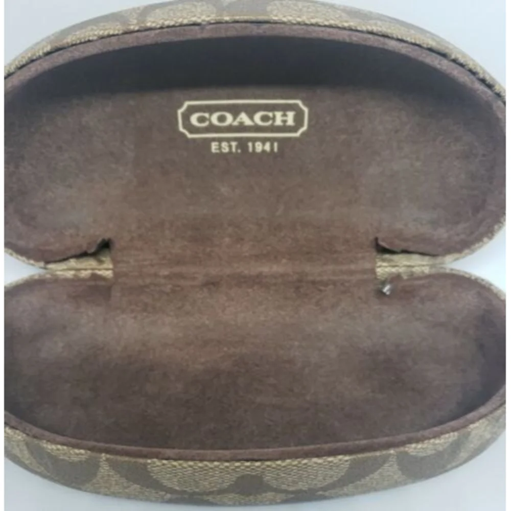 Coach Signature Monogram Brown Hard Clamshell Sunglasses Eyeglasses Case - Picture 7 of 8